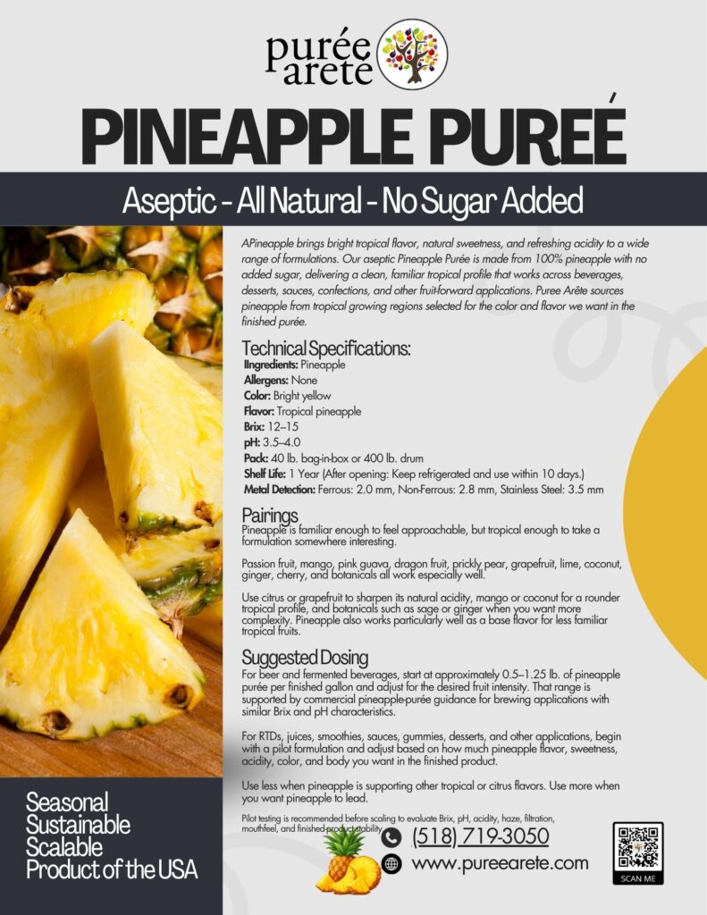 Product Spec Sheet Pineapple | Puree Arete Purée Arêté Pineapple Spec Sheet - link to pdf