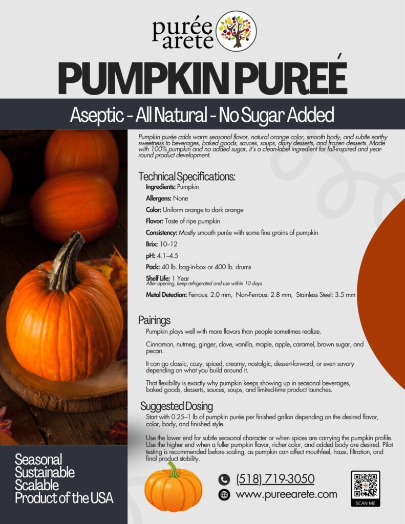 Product Spec Sheet Pumpkin | Puree Arete Purée Arêté Pumpkin Product Spec Sheet-Link to PDF