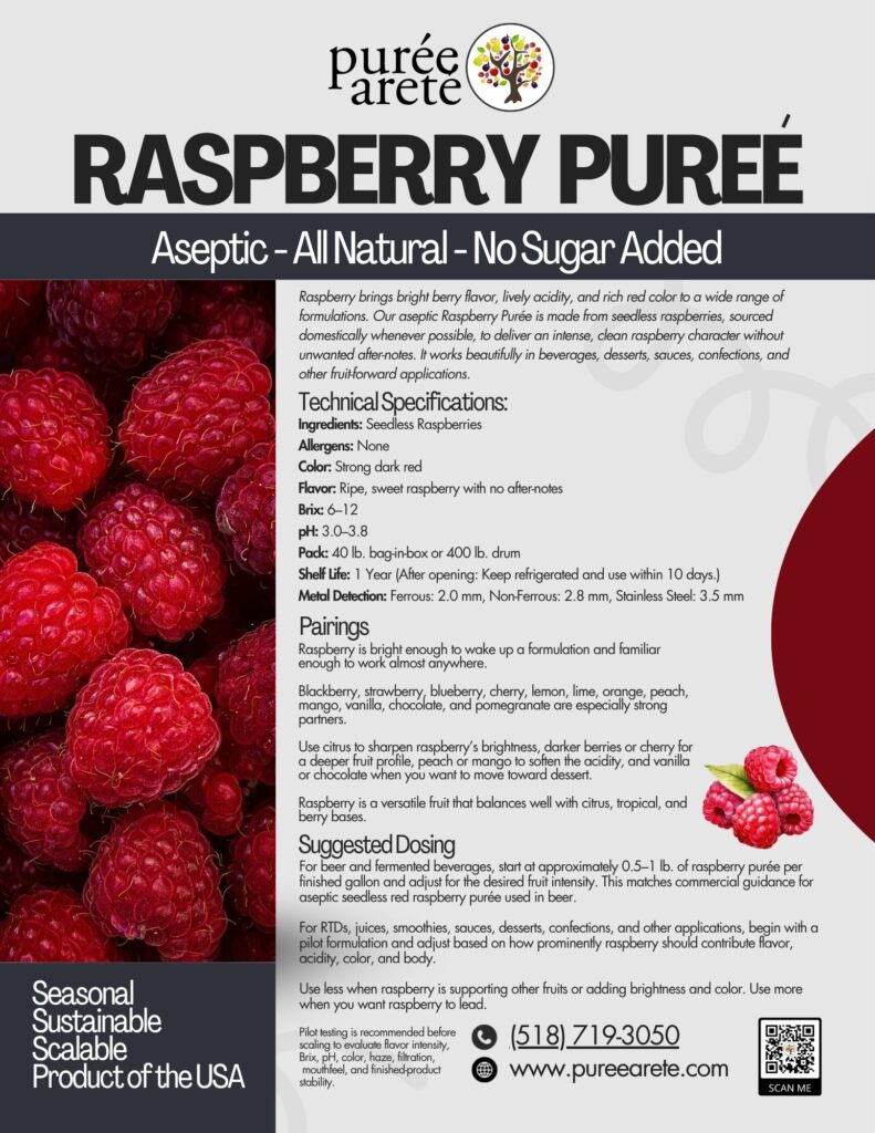 Product Spec Sheet Raspberry 1 | Puree Arete Puree Arete Raspberry Product Spec Sheet - link to pdf