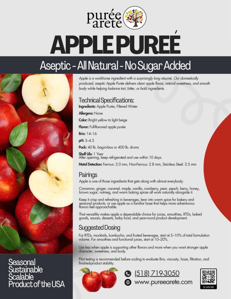 Purée Arêté Apple Puree Product Spec Sheet
