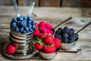photo of Berries in silver cups