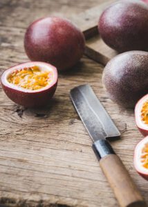 photo of halved passion fruit