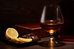 photo of Cognac, lemon and chocolate.