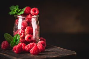 photo of fresh ripe raspberries