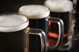 photo of glasses of beer, closeup