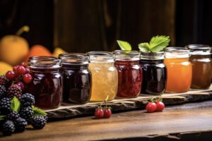 photo of jars filled with jellied fruit