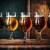 Glasses of different types of draught beer in a pub Illustratio | Puree Arete IPA Photo