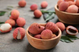Lychee in a bowl photo