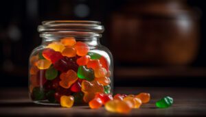 photo of delicious gummies in a jar
