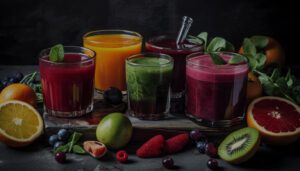 cold pressed juice made with fruit puree photo
