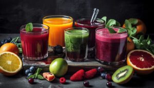 cold pressed juice made with fruit puree photo