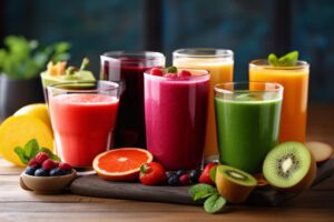 cold pressed juice made with fruit puree photo