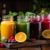cold pressed juice made with fruit puree photo