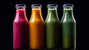 cold pressed juice made with fruit puree photo