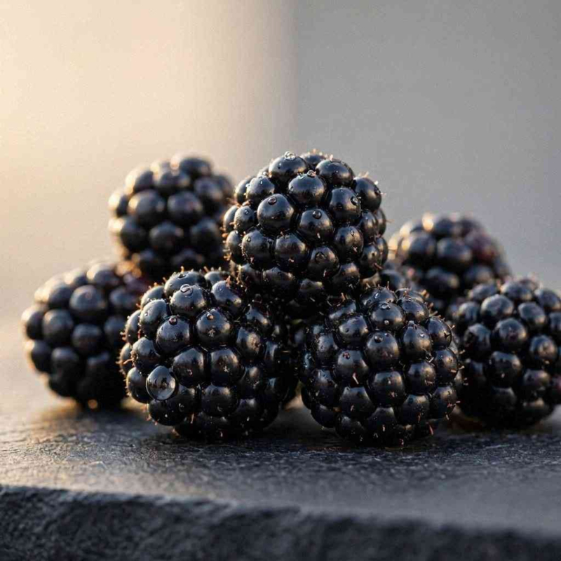 Blackberries on a black background Selective focus Shallow depth of field | Puree Arete Blackberry fruit purée for commercial food and beverage manufacturing