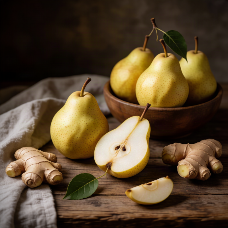 pear and ginger | Purée Arêté Delicious fresh pears surrounded by spicy ginger
